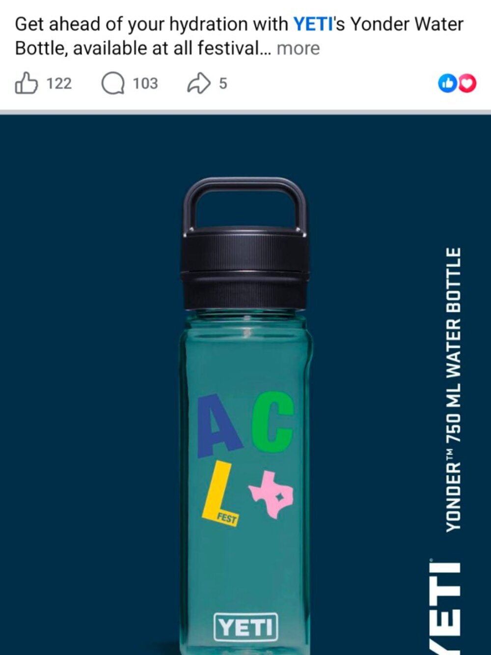2023 ACL YETI Yonder Water Bottle 25 OZ Limited Edition